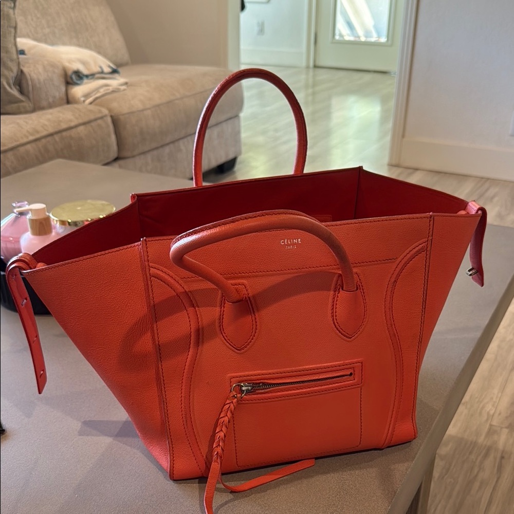 Iconic Authentic Celine Orange Luggage Tote Bag 12inch - Picture 2 of 8